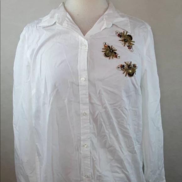 Button Down Relaxed Fit Beaded Bee Design - Picture 2 of 4